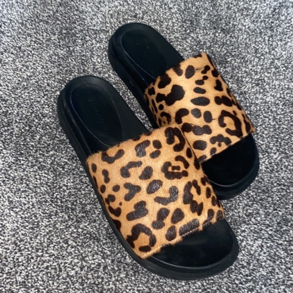 AEROSOLES Leopard Print Slide Sandals in Brown and Black - Picture 9 of 12
